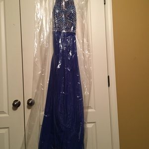 Rachel Roy bedazzled blue evening dress
